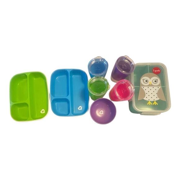 Toddler Bundle Munchkin Bundle 3 Sprouts Lunch Container + Wee Sprout Pouches - Picture 3 of 8